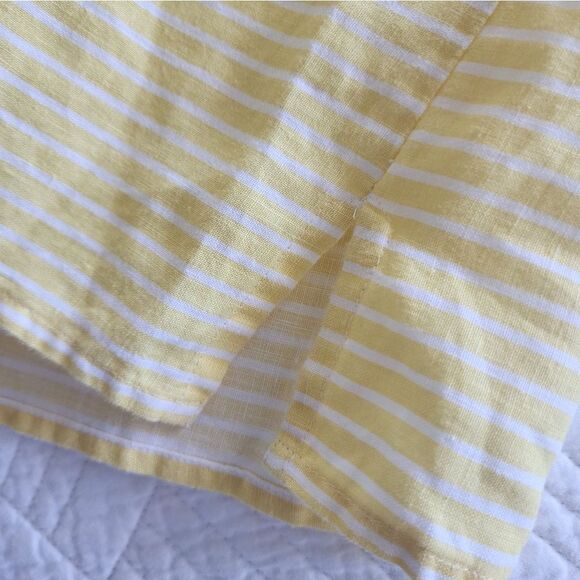 Talbots 100% linen Beach breeze stripe 2/4 sleeve blouse - Picture 11 of 13